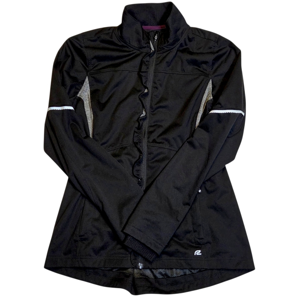 Road Runner Sports Ruffle Zip Running Jacket Black Reflective Athletic Medium - Picture 2 of 14